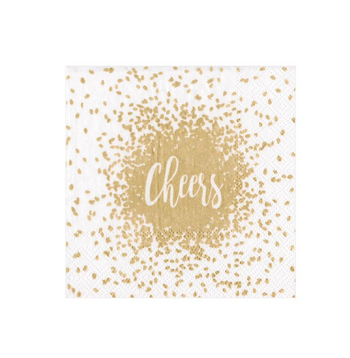 Caspari Cocktail Napkins: Cheers - Gold